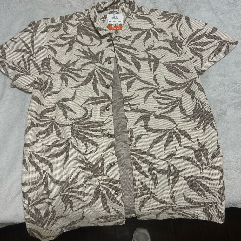 Pura Vida Beige and Brown Botanical Shirt